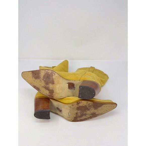 Navid O Nadia Women Boots Yellow Suede Mid Calf Pointed Heeled Designer 41 US 10 - Picture 10 of 12